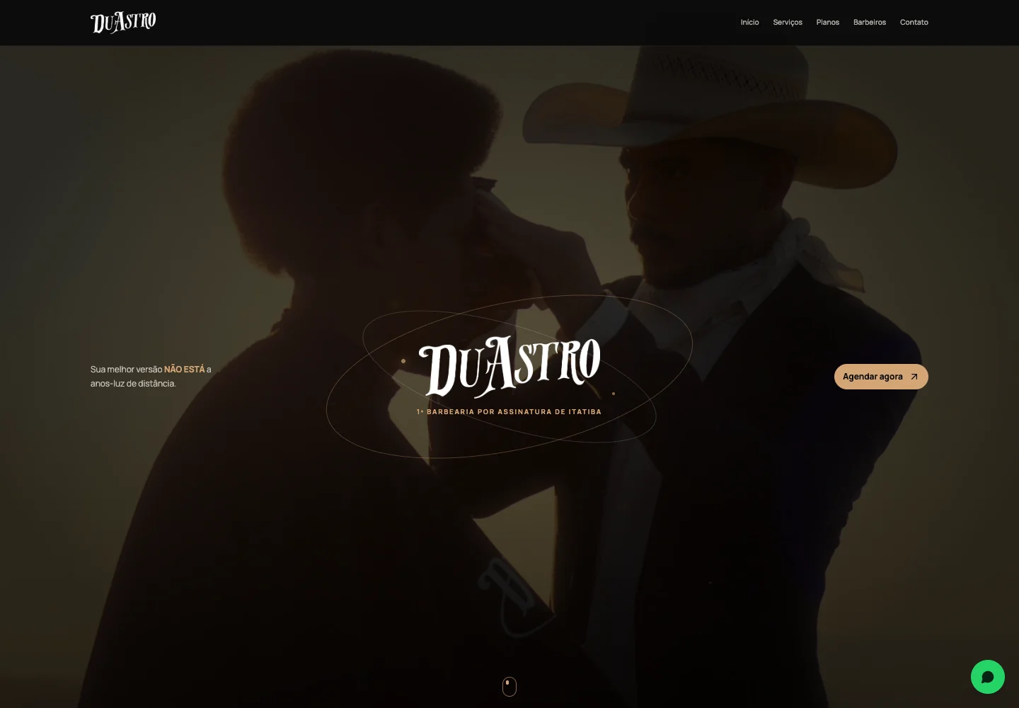 Duastro barbershop website, captured from the live project